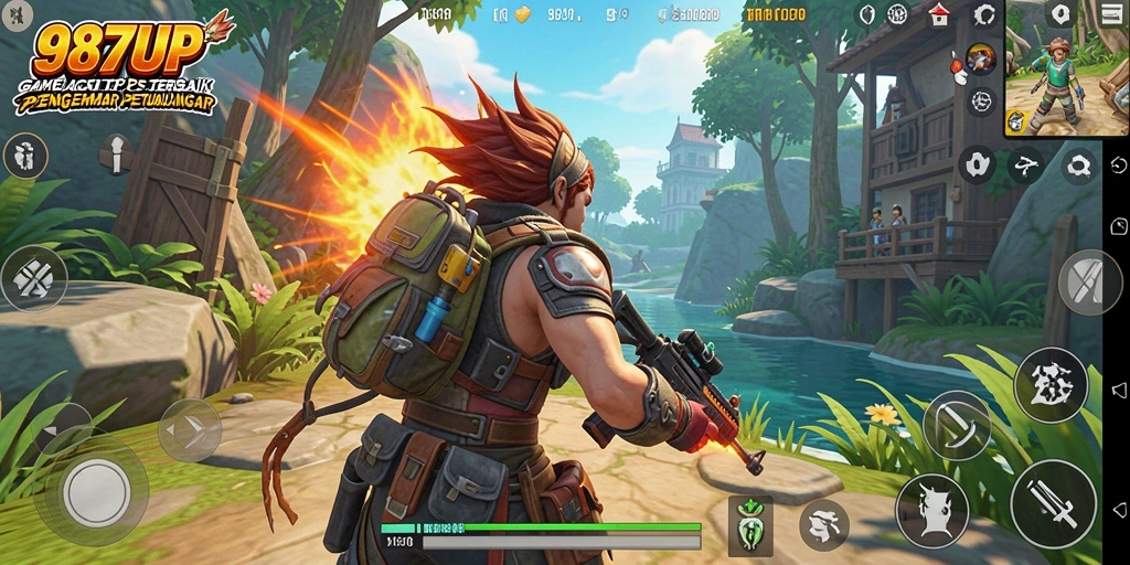 Tampilan grafis yang memukau dari gameplay TPS di 987UP.