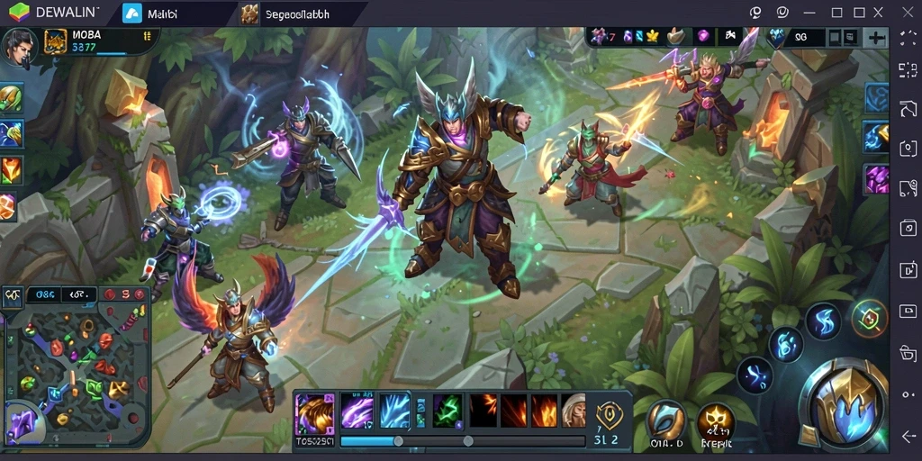Tangkapan layar DEWALIN menampilkan aksi seru di arena MOBA.