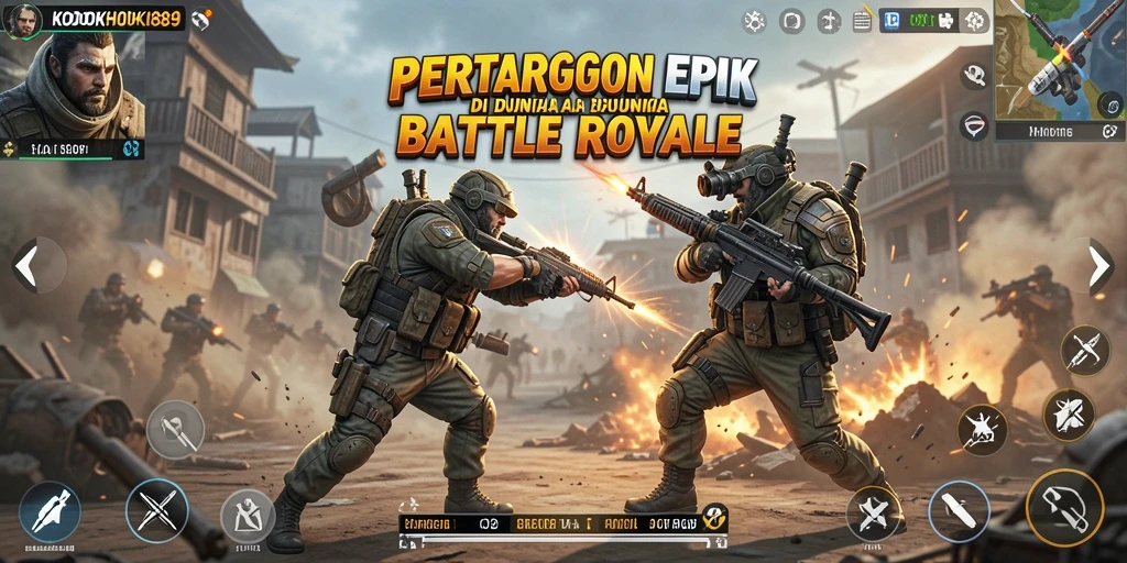 Tangkapan layar dari gameplay KODOKHOKI889 yang mendebarkan di medan perang Battle Royale.