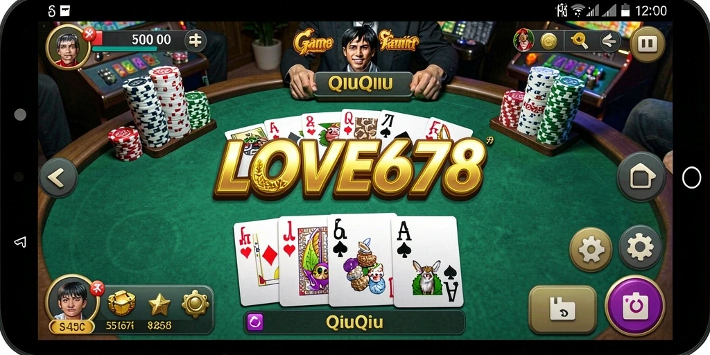 Screenshot gameplay LOVE678 menampilkan pertempuran seru dalam permainan QiuQiu.