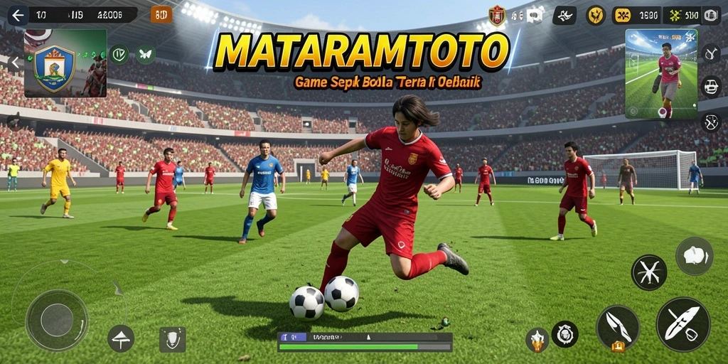 Tangkapan layar utama MATARAMTOTO menampilkan aksi mendebarkan di lapangan sepak bola.