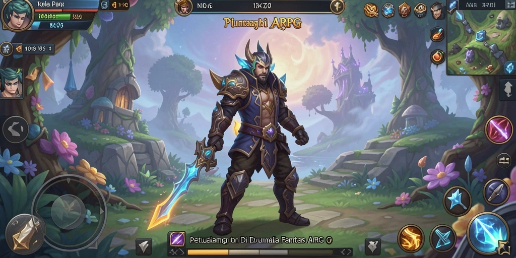 Gameplay seru dengan karakter bertarung di dunia fantasi.