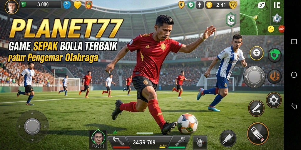 Tampilan gameplay menarik dari PLANET77 dengan aksi sepak bola yang intens.