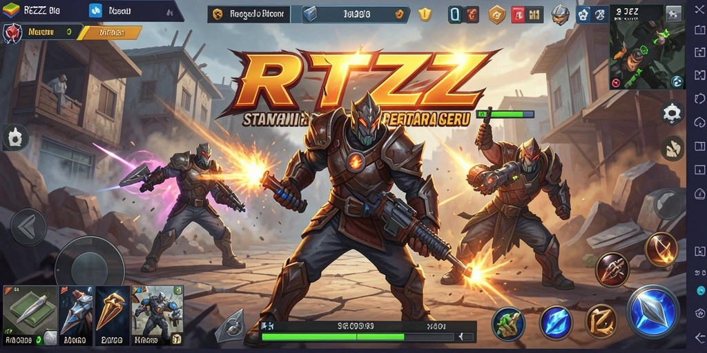 Screenshot gameplay RTZZ yang menunjukkan pertempuran strategis yang seru.