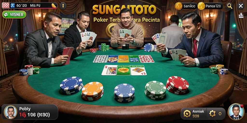 Screenshot SUNGAITOTO menunjukkan aksi seru permainan Poker.